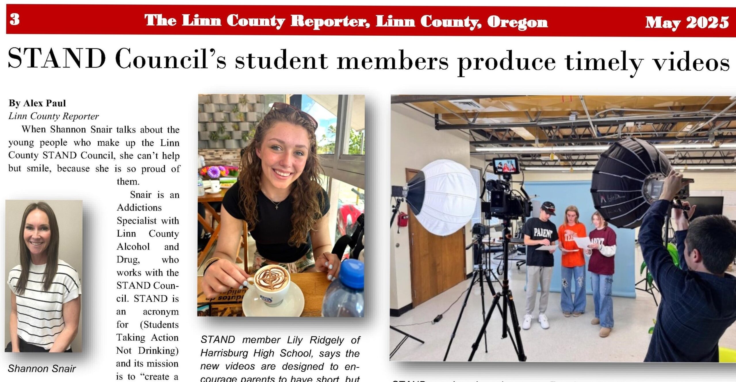 Linn County Reporter: STAND Council’s Student Members Produce Timely Videos